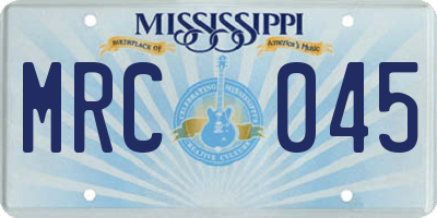 MS license plate MRC045