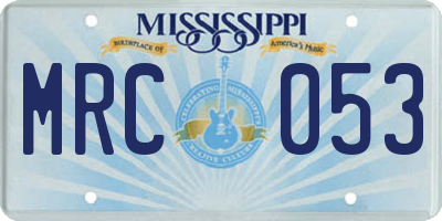 MS license plate MRC053
