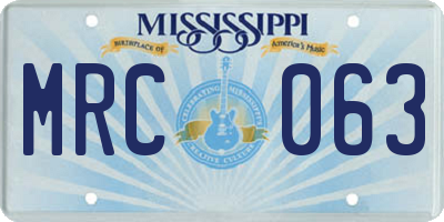 MS license plate MRC063