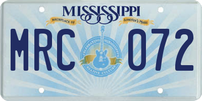 MS license plate MRC072