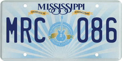 MS license plate MRC086