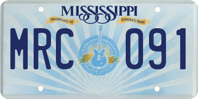MS license plate MRC091