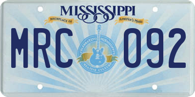 MS license plate MRC092