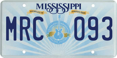 MS license plate MRC093