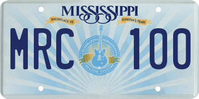 MS license plate MRC100