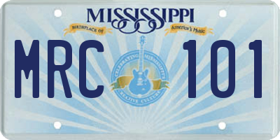 MS license plate MRC101