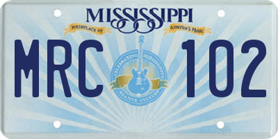 MS license plate MRC102