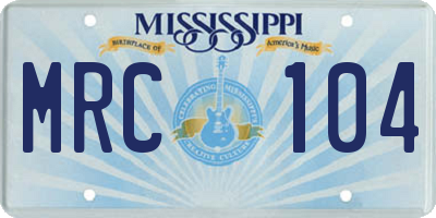 MS license plate MRC104