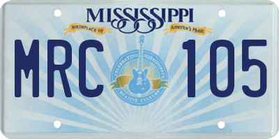 MS license plate MRC105