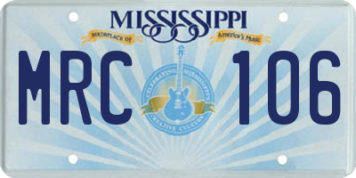 MS license plate MRC106