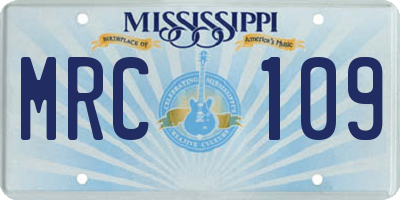 MS license plate MRC109