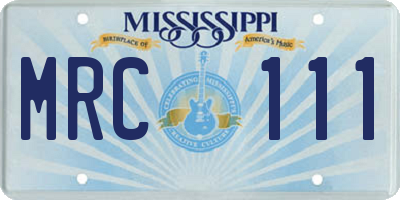 MS license plate MRC111