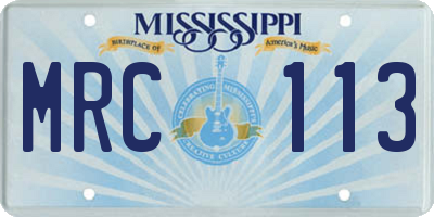 MS license plate MRC113