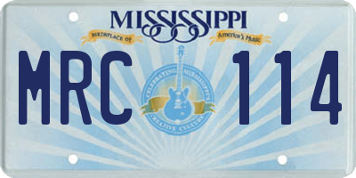 MS license plate MRC114
