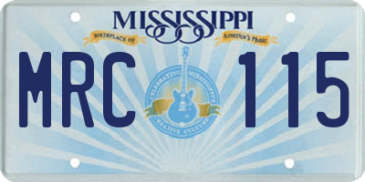 MS license plate MRC115