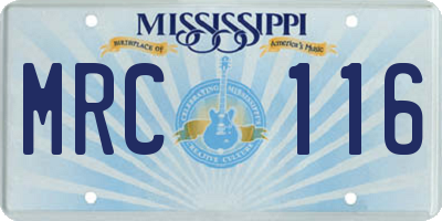 MS license plate MRC116