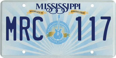 MS license plate MRC117