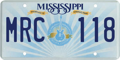MS license plate MRC118
