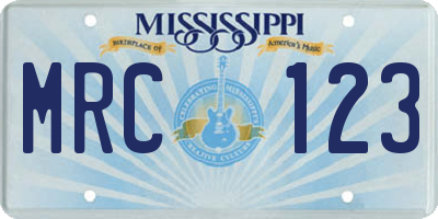 MS license plate MRC123