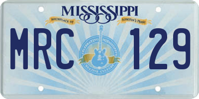 MS license plate MRC129