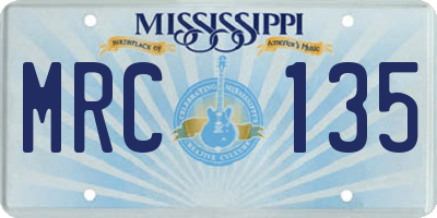 MS license plate MRC135