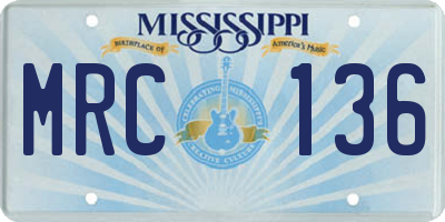 MS license plate MRC136