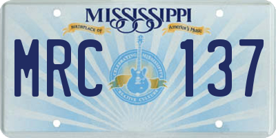 MS license plate MRC137