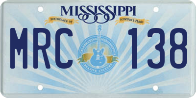 MS license plate MRC138