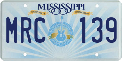 MS license plate MRC139