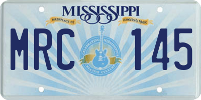 MS license plate MRC145