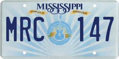 MS license plate MRC147
