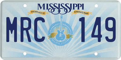 MS license plate MRC149