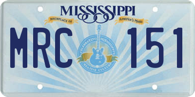 MS license plate MRC151