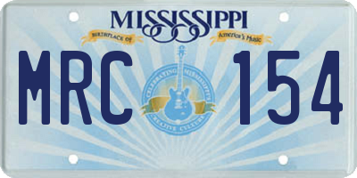 MS license plate MRC154