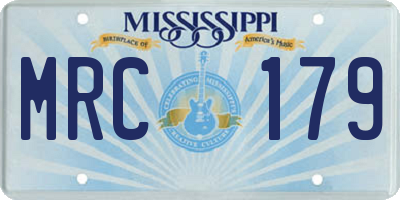 MS license plate MRC179