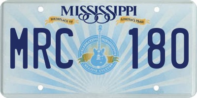 MS license plate MRC180