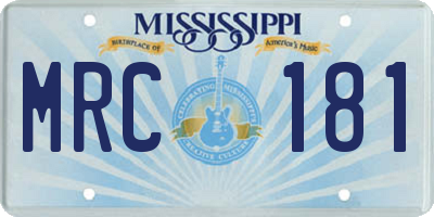 MS license plate MRC181