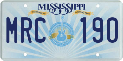 MS license plate MRC190