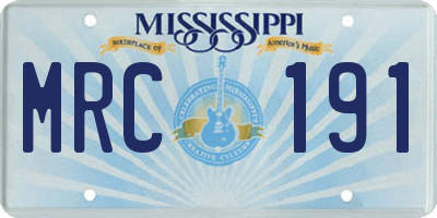 MS license plate MRC191