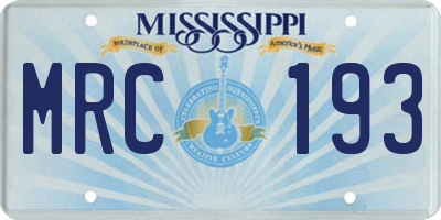 MS license plate MRC193