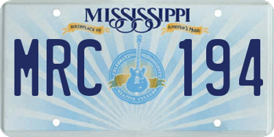 MS license plate MRC194