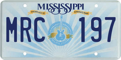MS license plate MRC197