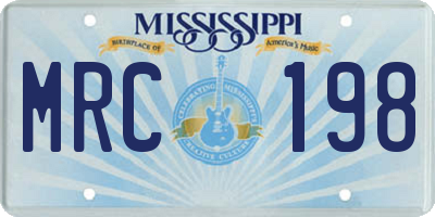 MS license plate MRC198