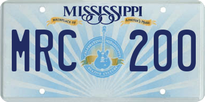 MS license plate MRC200