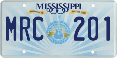 MS license plate MRC201