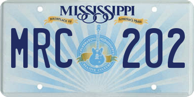MS license plate MRC202