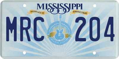 MS license plate MRC204
