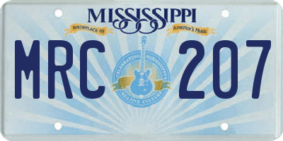 MS license plate MRC207
