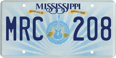 MS license plate MRC208