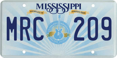 MS license plate MRC209